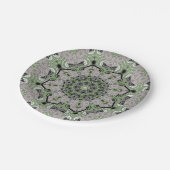 Nahtloser abstrakter, grau-grüner Deko Pappteller (Schrägansicht)