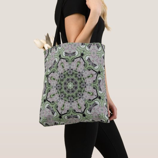 Nahtloser abstrakter, grau-grüner Deko Tasche (Von Nahem)
