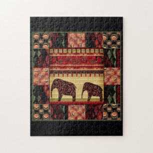 Nahtloser afrikanischer Patchwork-Ornamentschmuck Puzzle