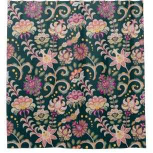 Nahtloser blumiger Hintergrund. Rosa Blume und Pac Duschvorhang