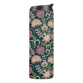 Nahtloser blumiger Hintergrund. Rosa Blume und Pac Thermosbecher (Nach links gedreht)