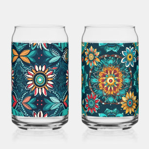 Nahtloser Boho-Druck bunter Bierdosen-Glas Dosenglas