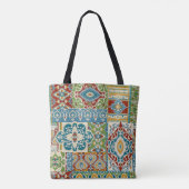 Nahtloser Damast mit farbenprächtigem Patchwork. V Tasche (Rückseite)