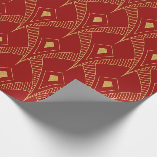 nahtloser Deko mit Gold und Rot 3 Geschenkpapier (Ecke)