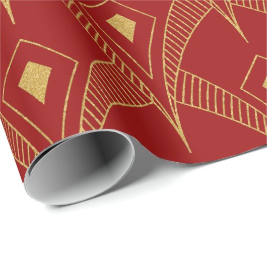 nahtloser Deko mit Gold und Rot 3 Geschenkpapier (Rolleneckpunkt)