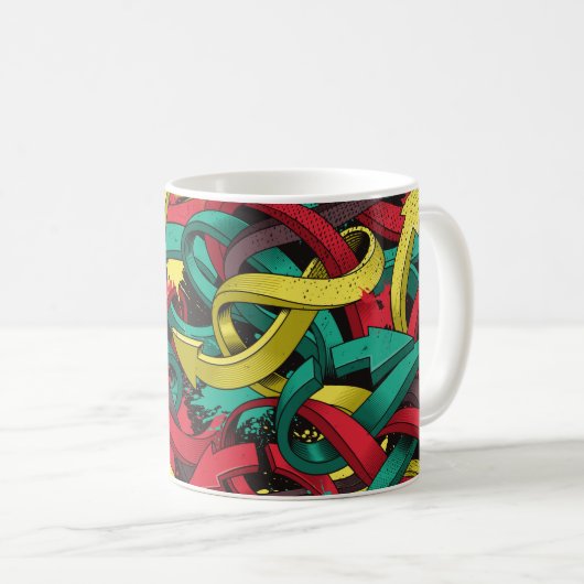 Nahtloser farbiger Hintergrund von Graffiti auf du Kaffeetasse (VorderseiteRechts)