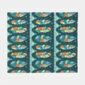 Nahtloser Federmuster-Hintergrund. Endlose Farbe Fleecedecke (Vorderseite (Horizontal))