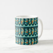 Nahtloser Federmuster-Hintergrund. Endlose Farbe Kaffeetasse (VorderseiteRechts)