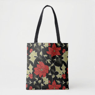 Nahtloser Frohe Weihnachten roter poinsettia grüne Tasche
