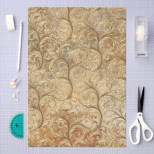 Nahtloser Goldton-Grunge-Damask-Wirbelmuster Seidenpapier