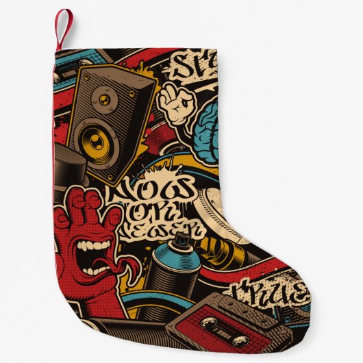 Nahtloser Graffiti-Hintergrund. Farbenfrohe nahtlo Kleiner Weihnachtsstrumpf (Vorderseite)