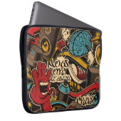 Nahtloser Graffiti-Hintergrund. Farbenfrohe nahtlo Laptopschutzhülle (Vorne Rechts)