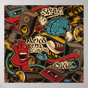 Nahtloser Graffiti-Hintergrund. Farbenfrohe nahtlo Poster