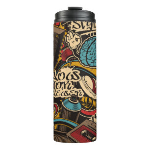 Nahtloser Graffiti-Hintergrund. Farbige nahtlose M Thermosbecher