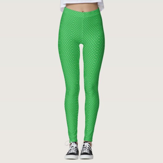Nahtloser grüner Hintergrund mit Punktenmuster Leggings (Vorderseite)