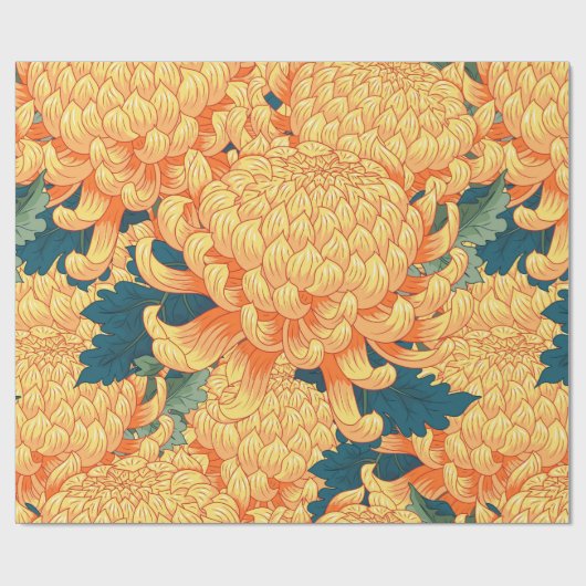 Nahtloser Hintergrund mit gelben Blumen Japanisch  Geschenkpapier (Flach)