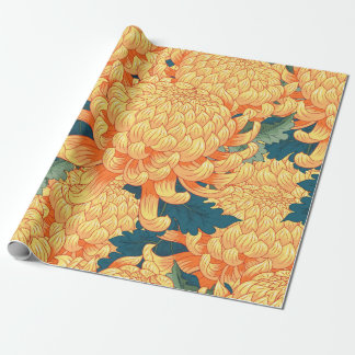 Nahtloser Hintergrund mit gelben Blumen Japanisch  Geschenkpapier