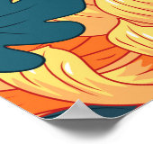 Nahtloser Hintergrund mit gelben Blumen Japanisch  Poster (Ecke)