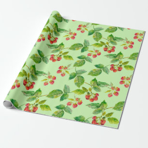 Nahtloser Hintergrund mit gesunder Beere - Himbeer Geschenkpapier
