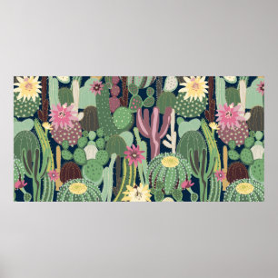 nahtloser Hintergrund mit Kakteen Poster