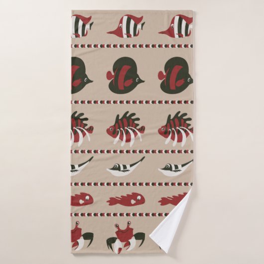 Nahtloser Hintergrund mit Meereslebewesen - Krabbe Badehandtuch (Badehandtuch)