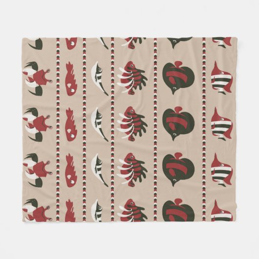 Nahtloser Hintergrund mit Meereslebewesen - Krabbe Fleecedecke (Vorderseite (Horizontal))