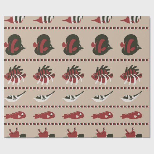 Nahtloser Hintergrund mit Meereslebewesen - Krabbe Geschenkpapier (Flach)