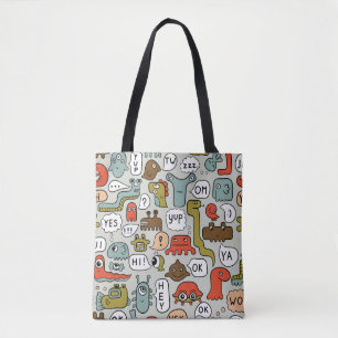 nahtloser Hintergrund mit Monstern niedlicher Cart Tasche