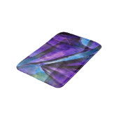 nahtloser Kubismus lila, blaue abstrakte Kunst Badematte (Schrägansicht)