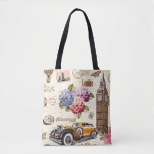 Nahtloser London Vintage-Hintergrund mit Retro-Aut Tasche