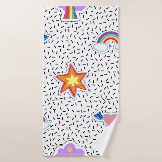 Nahtloser Musterhintergrund mit Patch-Cartoon Badehandtuch (Badehandtuch)