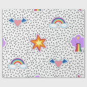 Nahtloser Musterhintergrund mit Patch-Cartoon Geschenkpapier (Flach)