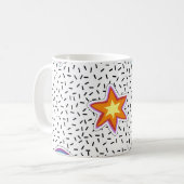 Nahtloser Musterhintergrund mit Patch-Cartoon Kaffeetasse (Vorderseite Links)