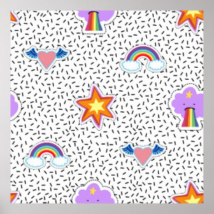 Nahtloser Musterhintergrund mit Patch-Cartoon Poster