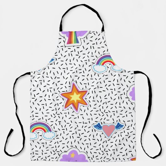 Nahtloser Musterhintergrund mit Patch-Cartoon Schürze (Vorderseite)