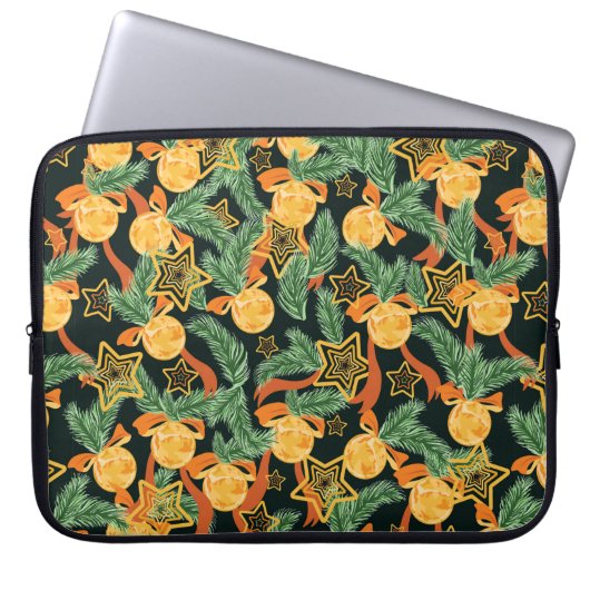 nahtloser Musterhintergrund mit Pine-Blätter, Star Laptopschutzhülle (Vorderseite)
