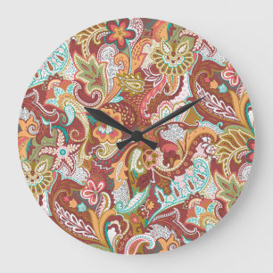 Nahtloser Paisley: elegantes Hintergrundmuster. Große Wanduhr