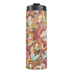 Nahtloser Paisley: elegantes Hintergrundmuster. Thermosbecher