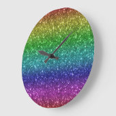 Nahtloser Regenbogen-Glitzer-1 Große Wanduhr (Winkel)
