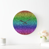 Nahtloser Regenbogen-Glitzer-1 Große Wanduhr (Zuhause)