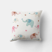 Nahtloser Retro Elefant scherzt Mustertapete Kissen (Rückseite)