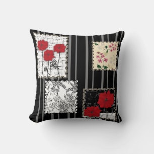 Nahtloser retro-vintage-patchwork-quilting-mohn kissen