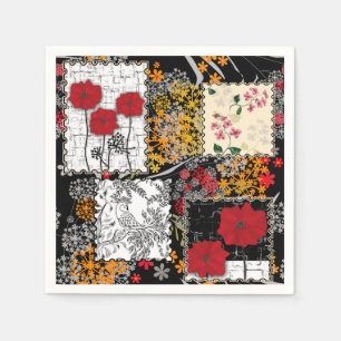Nahtloser Retro-Vintage-Patchwork-Quilting-Mohn Serviette