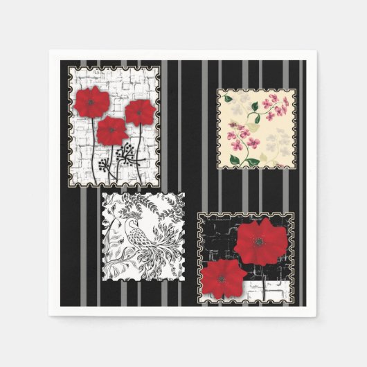 Nahtloser retro-vintage-patchwork-quilting-mohn serviette (Vorderseite)