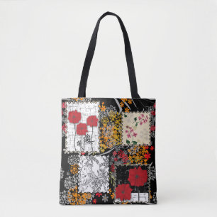 Nahtloser retro-vintage-patchwork-quilting-mohn tasche