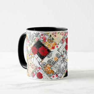 Nahtloser retro-vintage Patchwork-Quilting Mohnblu Tasse