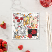 Nahtloser retro-vintage-patchwork-steppdecken-mohn serviette (Beispiel)