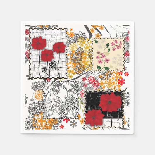 Nahtloser retro-vintage-patchwork-steppdecken-mohn serviette (Vorderseite)