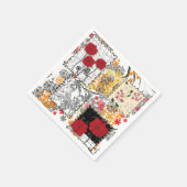 Nahtloser retro-vintage-patchwork-steppdecken-mohn serviette (Ecke)