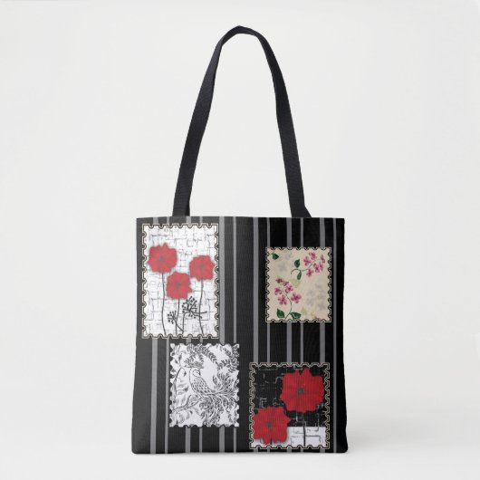 Nahtloser retro-vintage-patchwork-steppdecken-mohn tasche (Vorderseite)